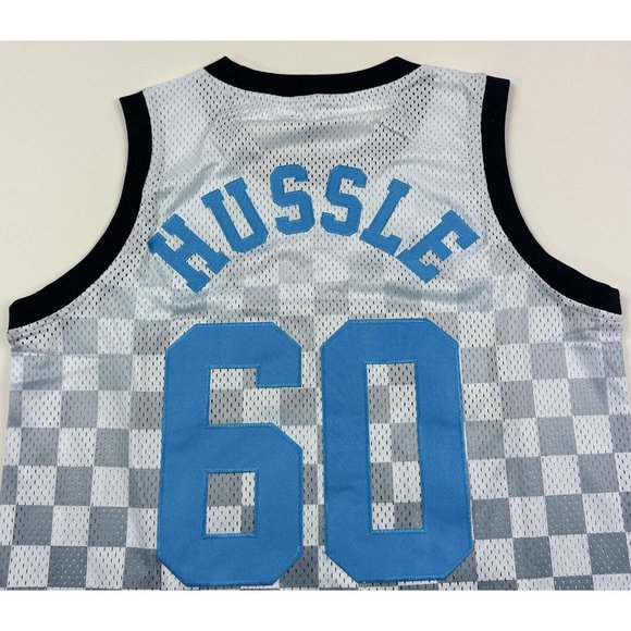 Nipsey Hussle #60 Crenshaw Headgear Classics Mens XL White Gray Checkered Jersey - Picture 10 of 11